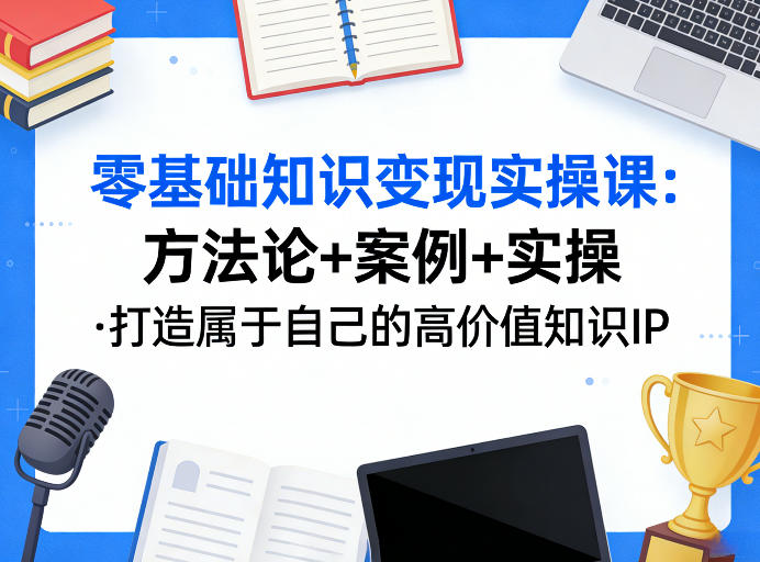 零基础知识变现实操课,方法论+案例+实操,打造属于自己的高价值知识IP-优优云网创