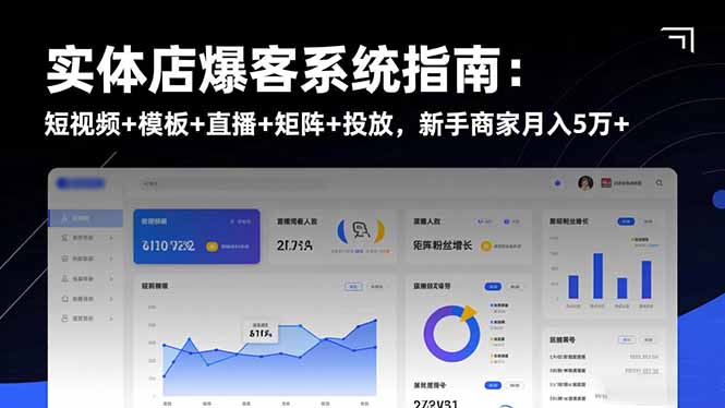实体店爆客系统指南:短视频+模板+直播+矩阵+投放,新手商家月入5万+-优优云网创