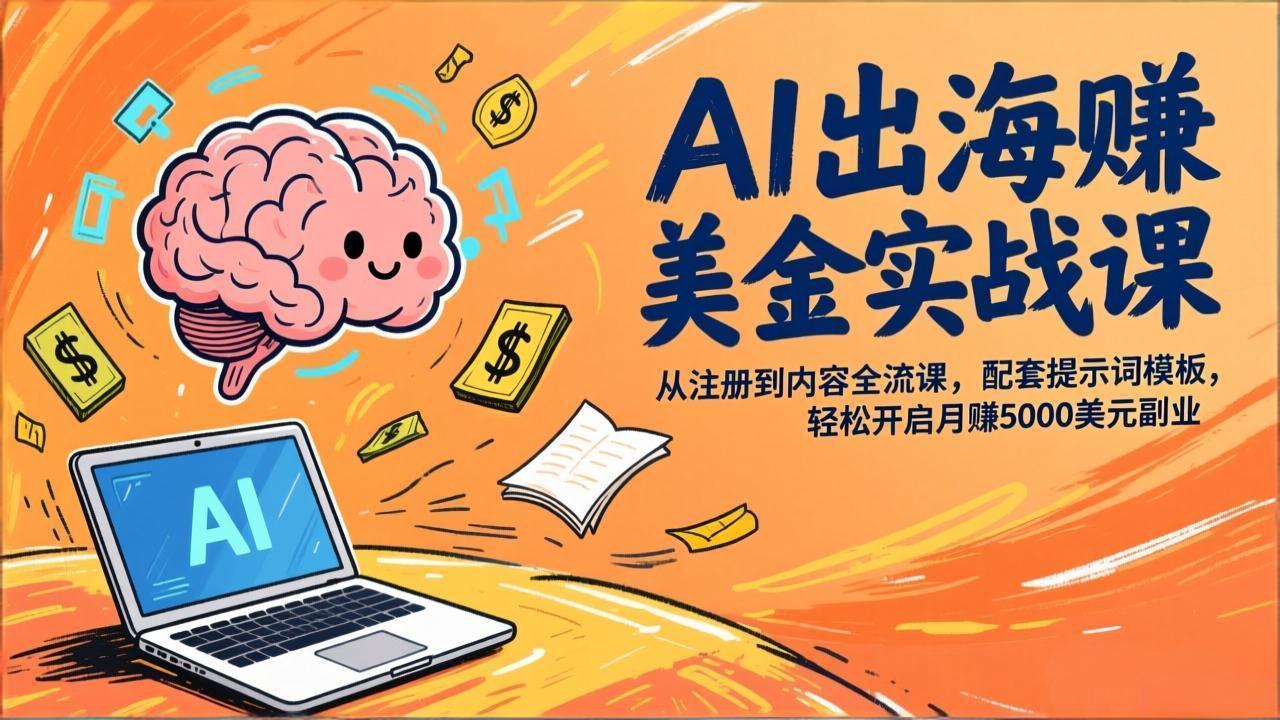 AI出海赚美金实战课,从注册到内容全流程,配套提示词模板,轻松开启月赚5000美元副业-优优云网创