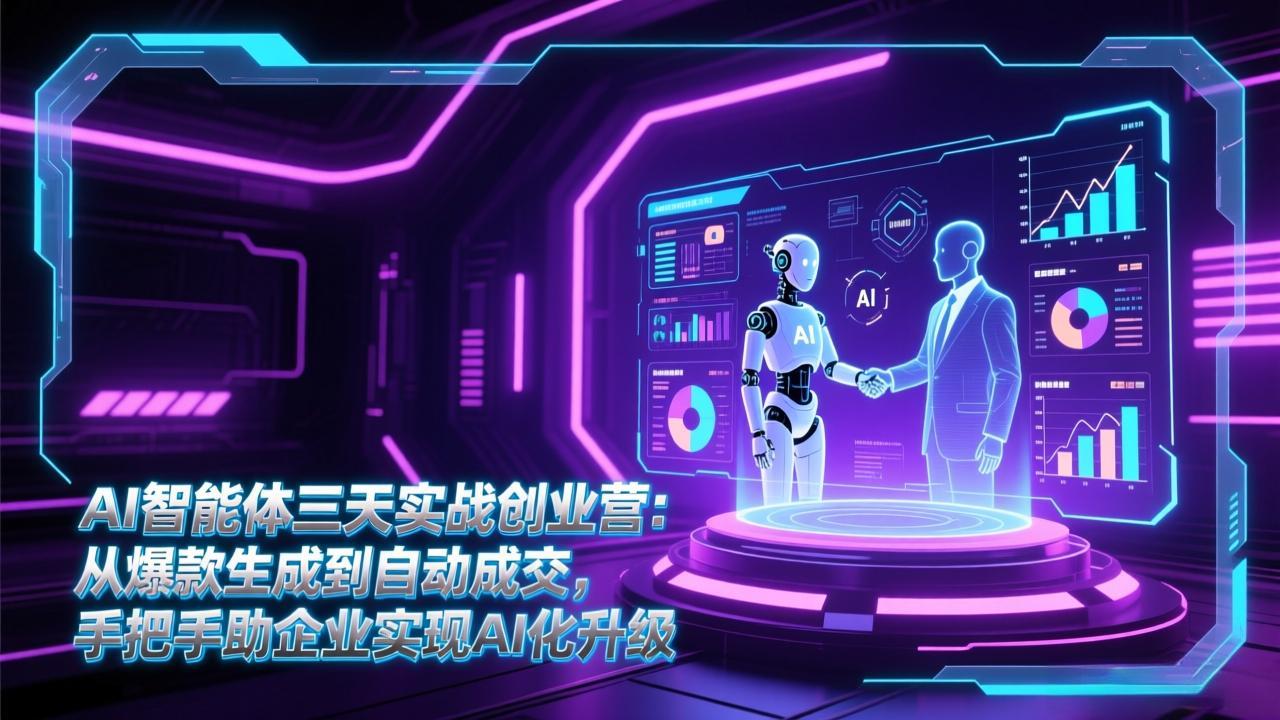 AI智能体三天实战创业营:从爆款生成到自动成交,手把手助企业实现AI化升级-优优云网创