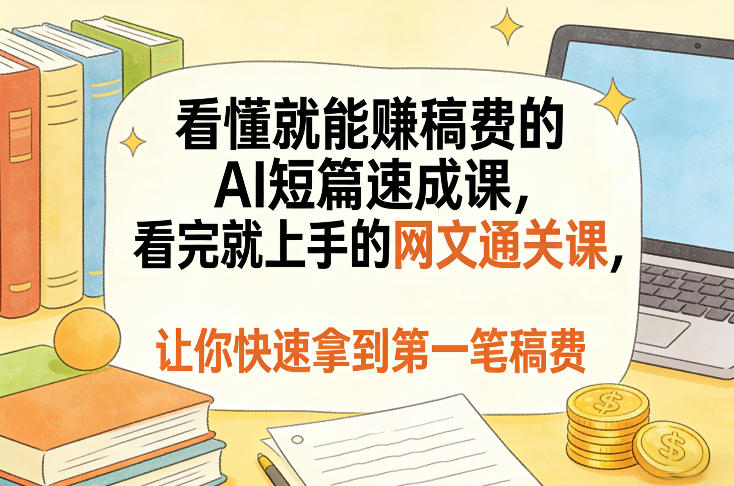 看懂就能賺稿费的AI短篇速成课,看完就上手的网文通关课,让你快速拿到第一笔稿费-优优云网创