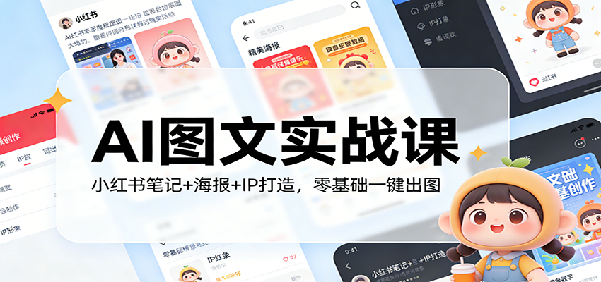 AI图文实战课:小红书笔记+海报+IP打造,零基础一键出图-优优云网创