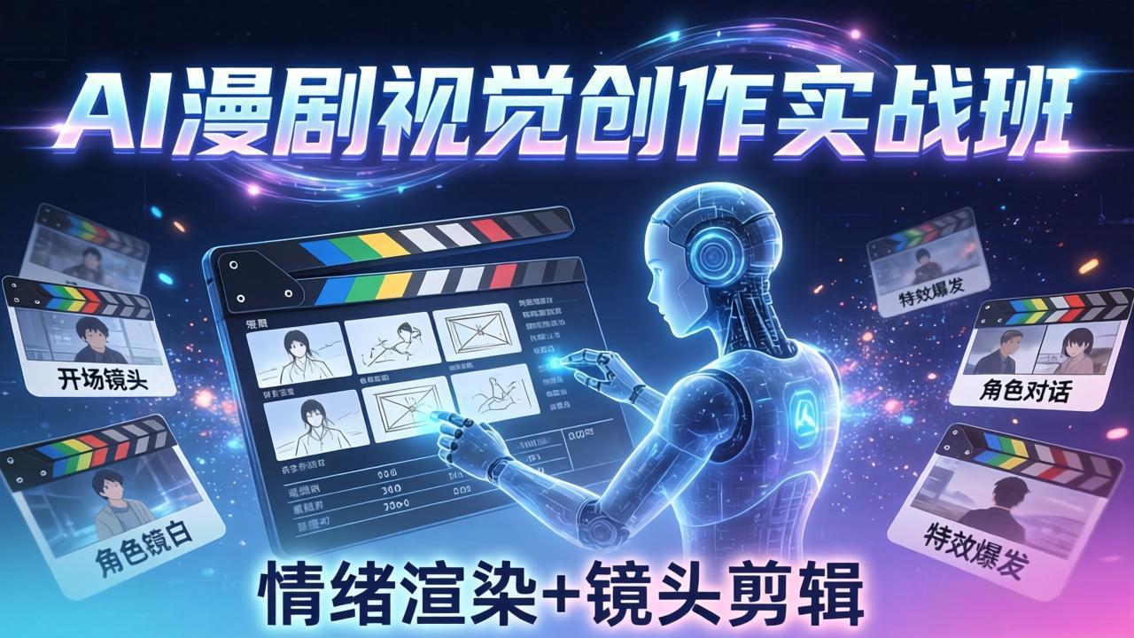 AI漫剧视觉导演思维实战班,从脚本到成片全掌握,分镜设计情绪渲染一站学会-优优云网创