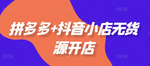 拼多多+抖音小店无货源开店，包括：选品、运营、基础、付费推广、爆款案例等(更新25年12月)-优优云网创