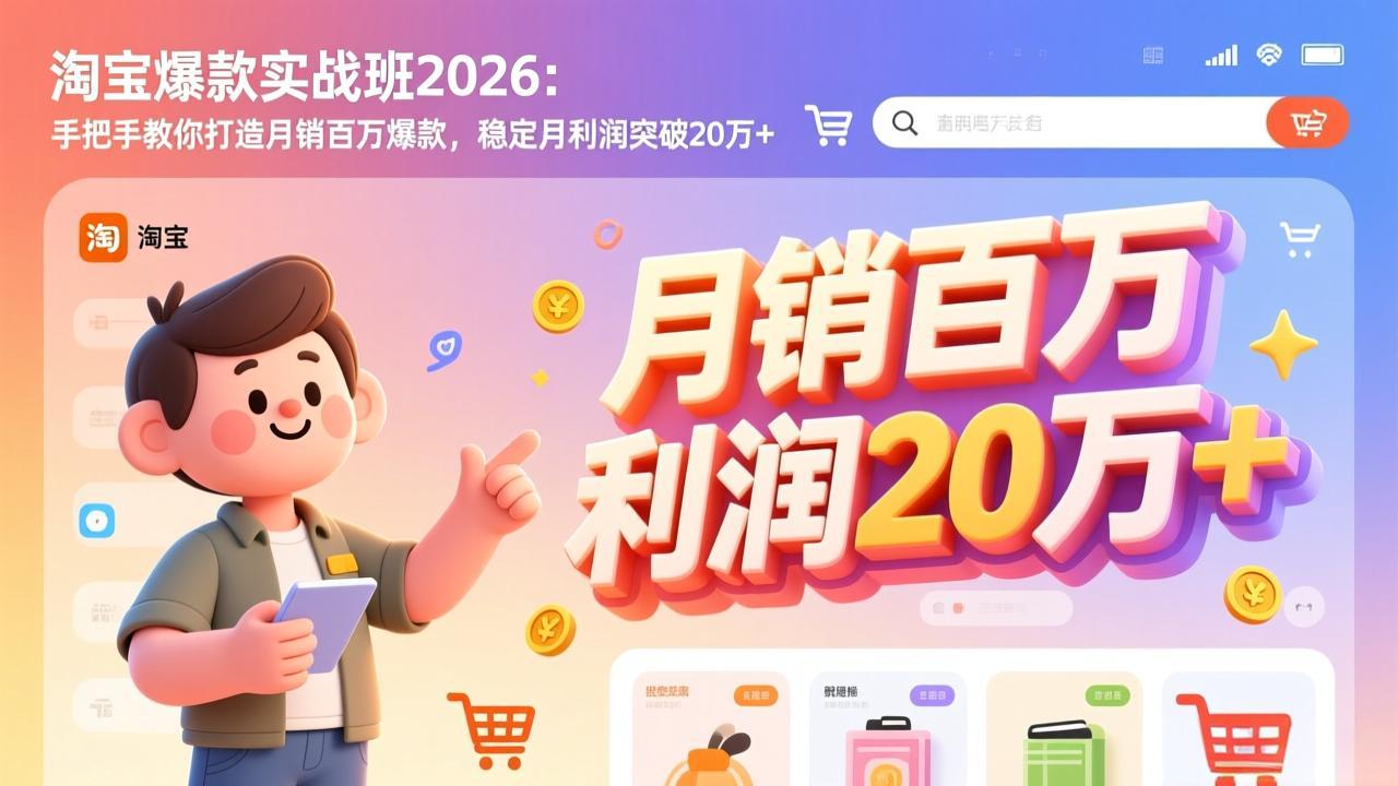 淘宝爆款实战班-2026年2月更新:手把手教你打造月销百万爆款,稳定月利润突破20万+-优优云网创