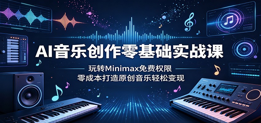 AI音乐创作零基础实战课:玩转Minimax免费权限,零成本打造原创音乐轻松变现-优优云网创