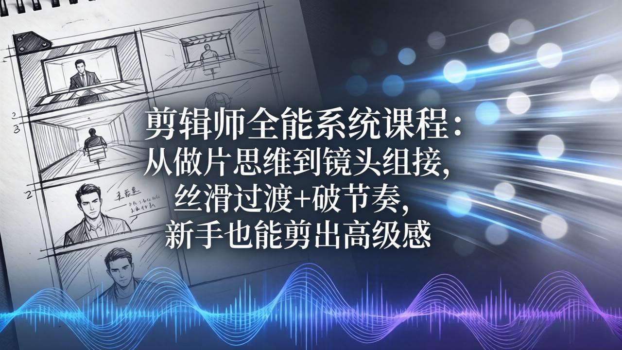 剪辑师全能系统课程:从做片思维到镜头组接,丝滑过渡+破节奏,新手也能剪出高级感-优优云网创