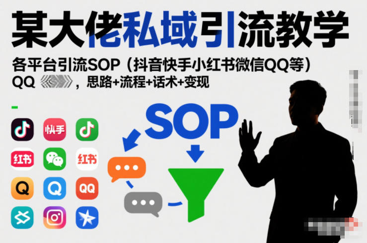 某大佬私域引流教学,各平台引流SOP(抖音快手小红书微信QQ等),思路+流程+话术+变现-优优云网创