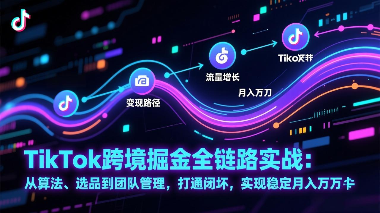 TikTok跨境掘金全链路实战:从算法、选品到团队管理,打通闭环,实现稳定月入万刀-优优云网创