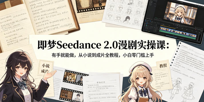 即梦Seedance 2.0漫剧实操课:有手就能做,从小说到成片全教程,小白零门槛上手-优优云网创