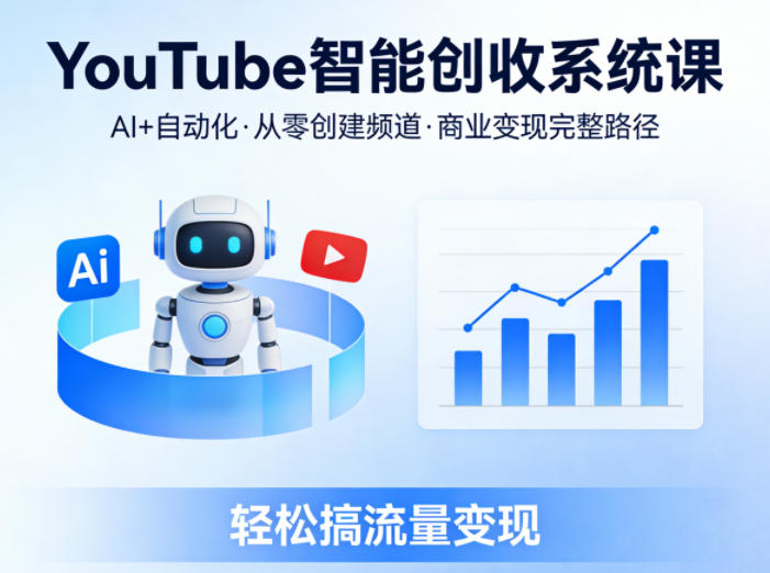 YouTube智能创收系统课,AI+自动化,从零创建YouTube频道并实现商业变现的完整路径,轻松搞流量变现-优优云网创
