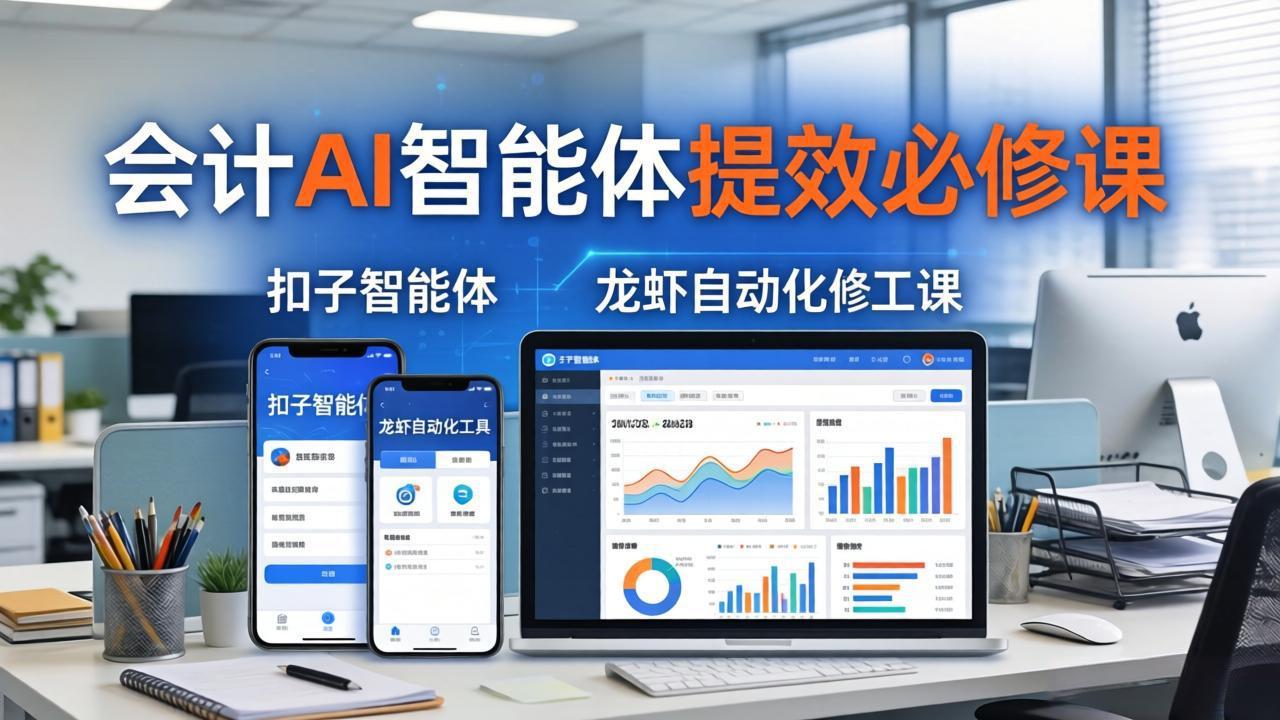 财务会计AI智能体提效必修课:扣子智能体+龙虾自动化+报表分析,一站式提升财务工作效率-优优云网创