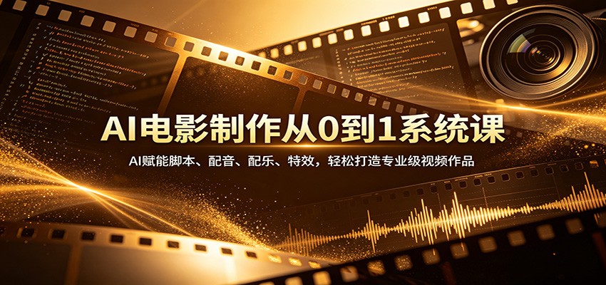 AI电影制作从0到1系统课:AI赋能脚本、配音、配乐、特效,轻松打造专业级视频作品-优优云网创