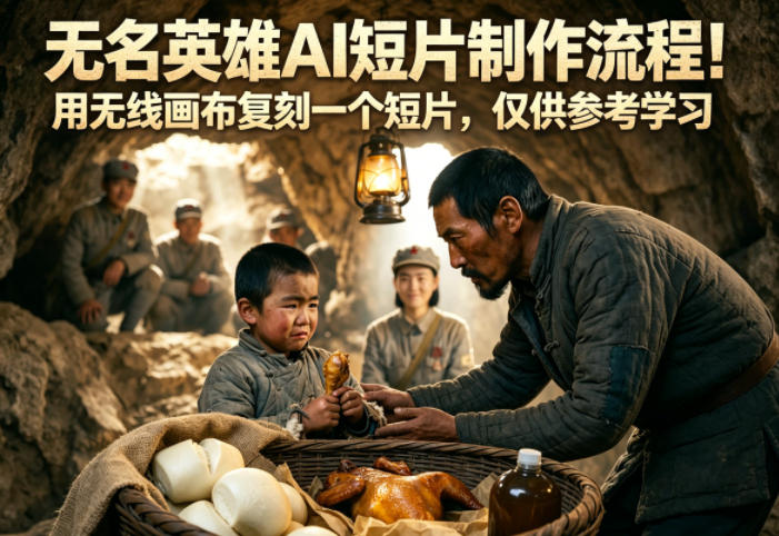 无名英雄AI短片制作流程！用无线画布复刻一个短片，仅供参考学习-优优云网创