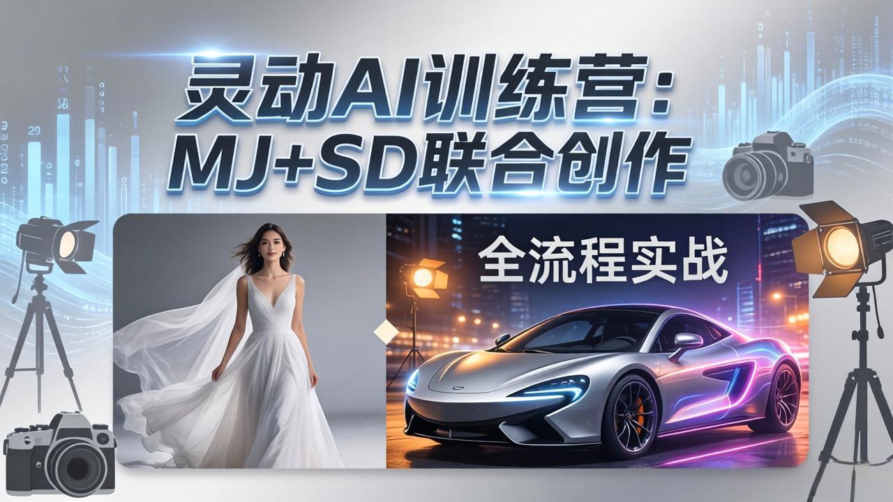 灵动AI训练营-3.0课程:MJ+SD联合创作,从婚纱大片到汽车广告,摄影后期全流程实战-优优云网创