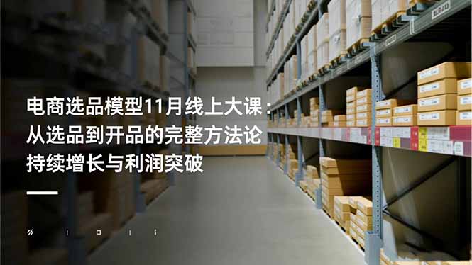 电商选品模型11月线上大课:从选品到开品的完整方法论 持续增长与利润突破-优优云网创
