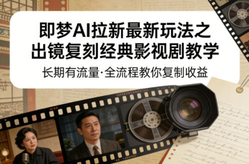 即梦AI拉新最新玩法之出镜复刻经典影视剧教学,长期有流量,全流程教你复制收益-优优云网创