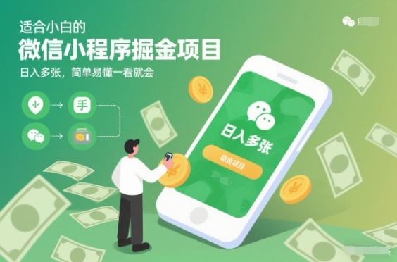 适合小白的微信小程序掘金项目,日入多张,简单易懂一看就会【揭秘】-优优云网创