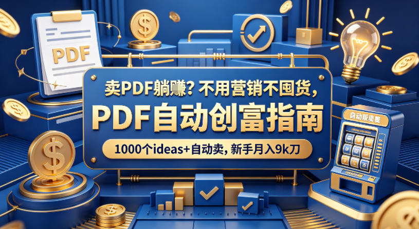 卖PDF躺賺?不用营销不囤货,PDF自动创富指南,1000个ideas+自动卖,新手月入9k刀【原创双语字幕】-优优云网创