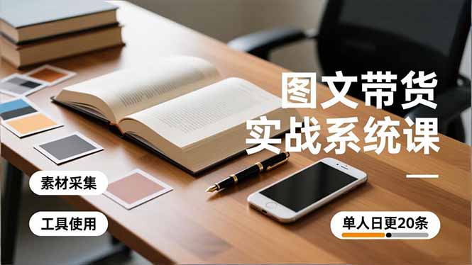 图文带货实战系统课,工具使用、素材采集、防同质化,单人日更20条月入3w+-优优云网创