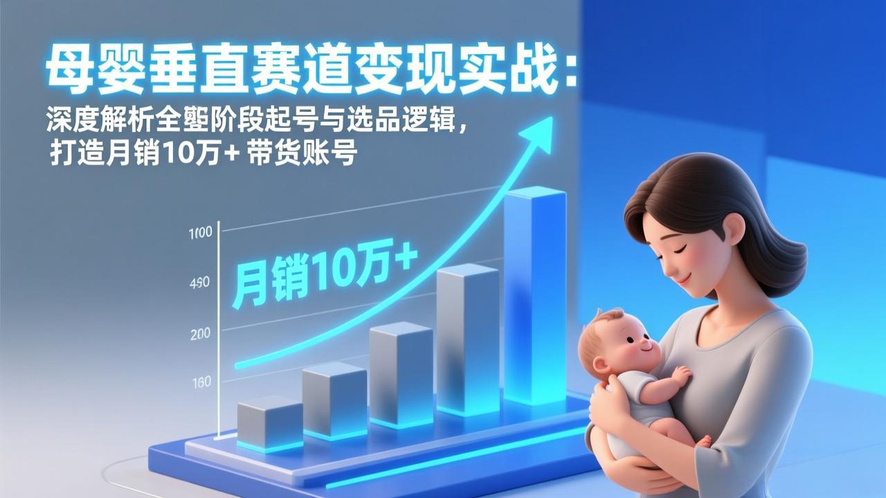 母婴垂直赛道变现实战:深度解析三大阶段起号与选品逻辑,打造月销10万+带货账号-优优云网创