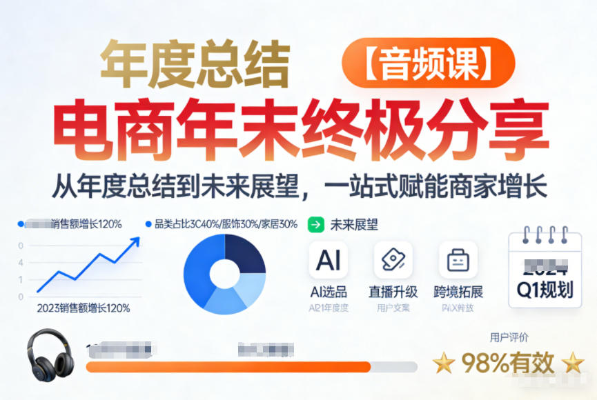 电商年未终极分享,从年度总结到未来展望,一站式赋能商家增长【音频课】-优优云网创