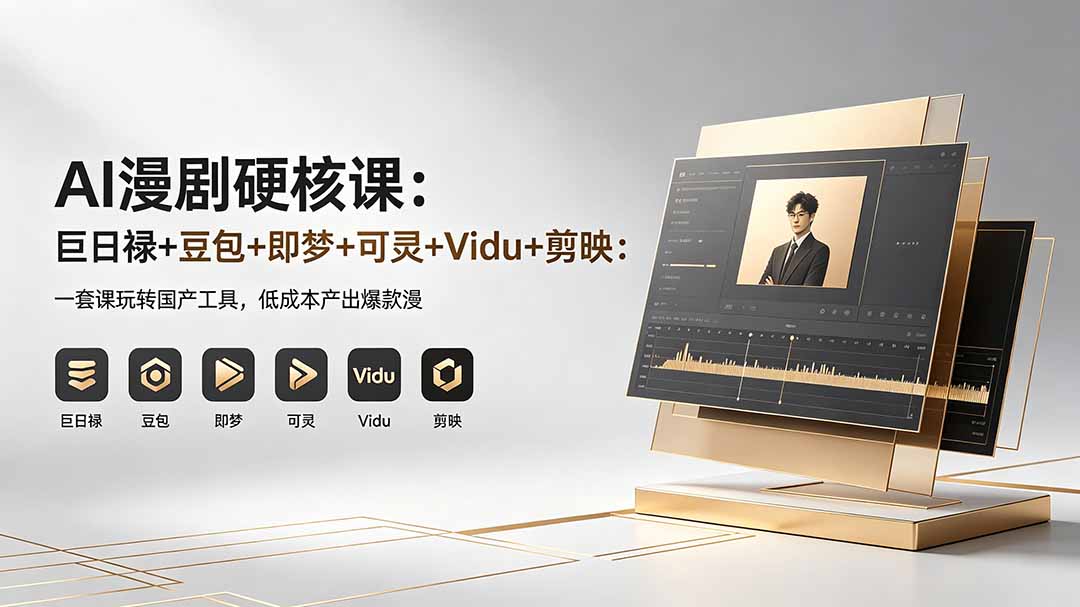 AI漫剧硬核课:巨日禄+豆包+即梦+可灵+Vidu+剪映:一套课玩转国产工具,低成本产出爆款漫剧-优优云网创