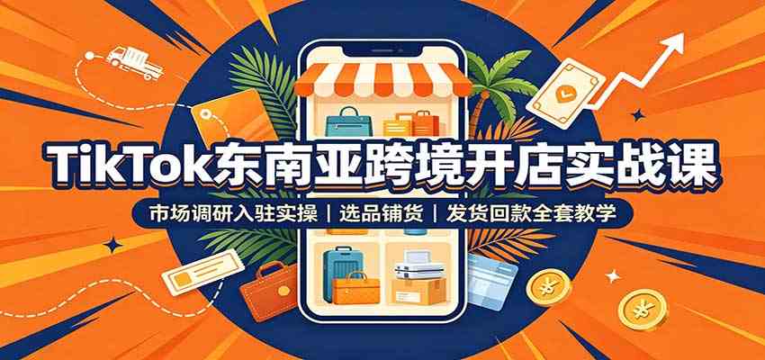 TikTok东南亚跨境开店实战课:市场调研入驻实操,选品铺货,发货回款全套教学-思丰网赚