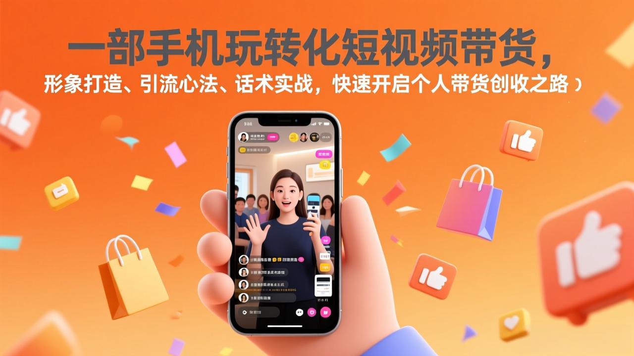 一部手机玩转化短视频带货,形象打造、引流心法、话术实战,快速开启个人带货创收之路-优优云网创