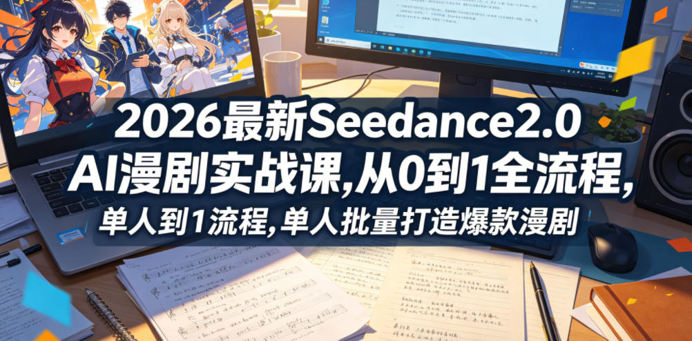 2026最新Seedance2.0 AI漫剧实战课,，从0到1全流程，单人批量打造爆款漫剧-优优云网创