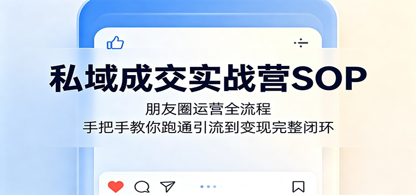 私域成交实战营SOP:朋友圈运营全流程,手把手教你跑通引流到变现完整闭环-优优云网创