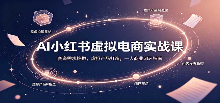 AI小红书虚拟电商实战课：赛道需求挖掘，虚拟产品打造，一人商业闭环指南-思丰网赚
