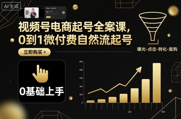 视频号电商起号全案课，0到1微付费自然流起号-优优云网创