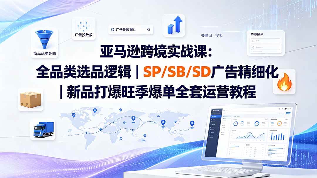 （20160期）亚马逊跨境实战课-更新8月：全品类选品逻辑｜SP/SB/SD广告精细化｜新品打爆旺季爆单全套运营教程-思丰网赚