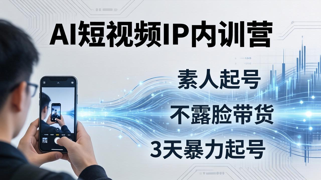 2026AI短视频IP内训营:从素人起号到不露脸带货,3天暴力起号全流程拆解-优优云网创