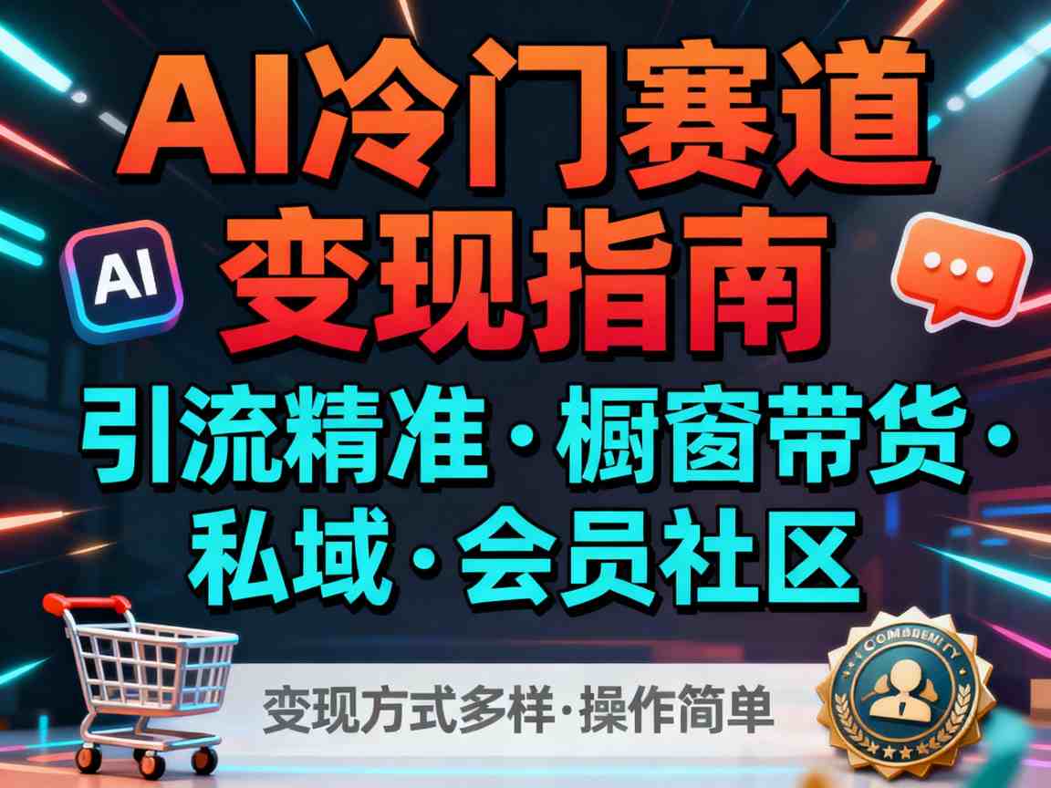 AI冷门赛道,引流精准,橱窗带货+私域+会员社区,变现方式多样,操作简单-优优云网创