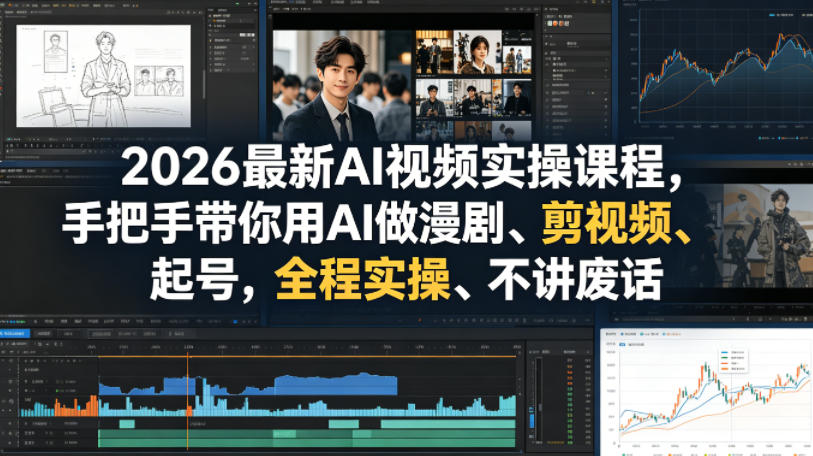 2026最新AI视频实操课程,手把手带你用AI做漫剧、剪视频、起号,全程实操、不讲废话-优优云网创