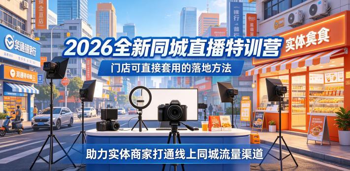 2026全新同城直播特训营，门店可直接套用的落地方法，助力实体商家打通线上同城流量渠道-优优云网创