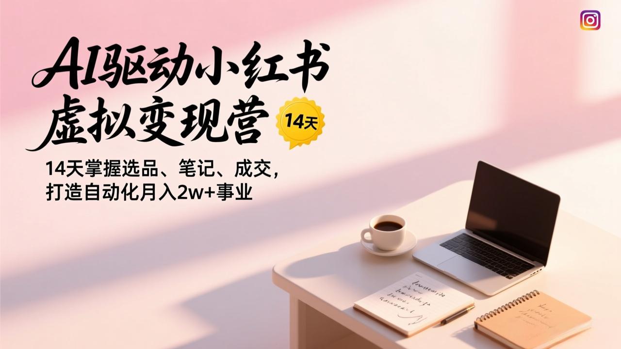 AI驱动小红书虚拟变现营,14天掌握选品、笔记、成交,打造自动化月入2w+事业-优优云网创