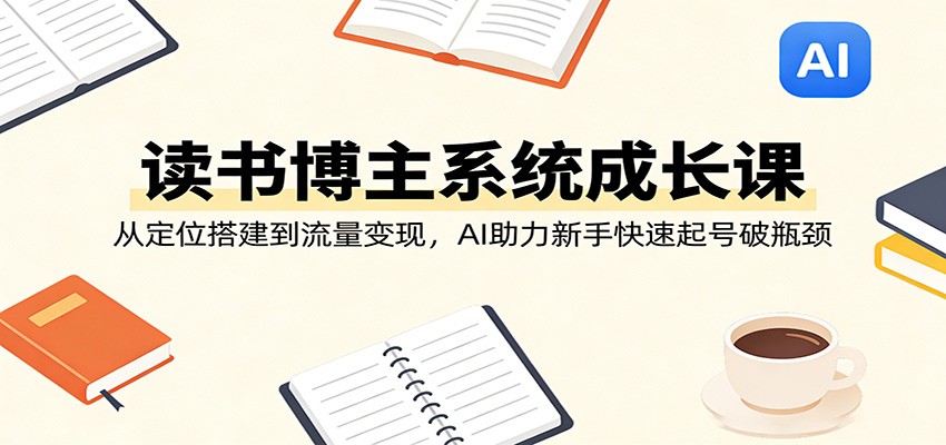 读书博主系统成长课:从定位搭建到流量变现,AI助力新手快速起号破瓶颈-优优云网创