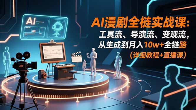 AI漫剧全栈实战课:工具流、导演流、变现流,从生成到月入10w+全链路 (详细教程+直播课-优优云网创