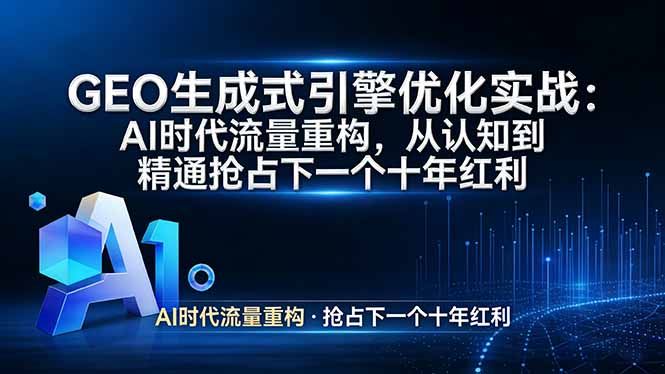 GEO 生成式引擎优化实战:AI时代流量重构,从认知到精通抢占下一个十年红利-优优云网创