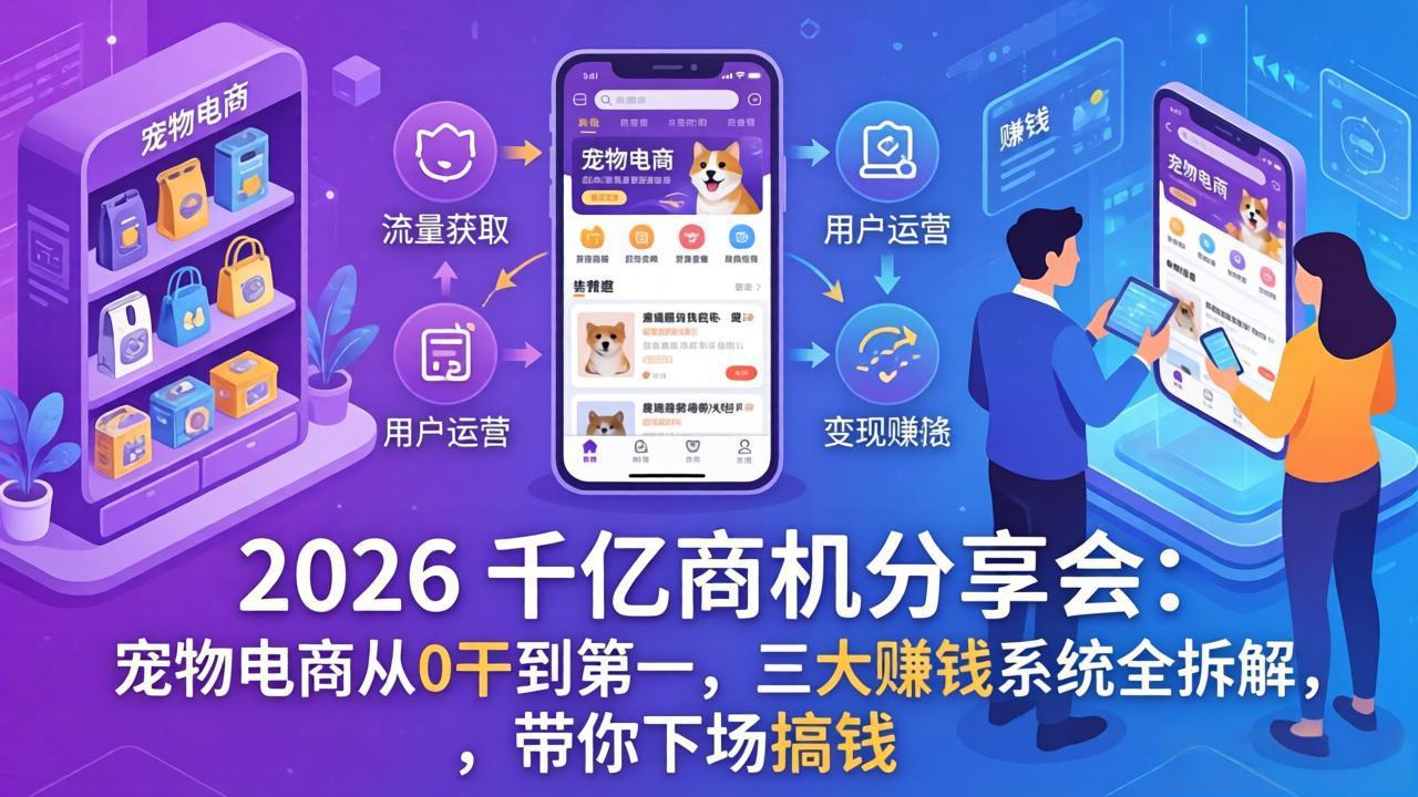 2026 千亿商机分享会:宠物电商从0干到第一,三大赚钱系统全拆解,带你下场搞钱-优优云网创