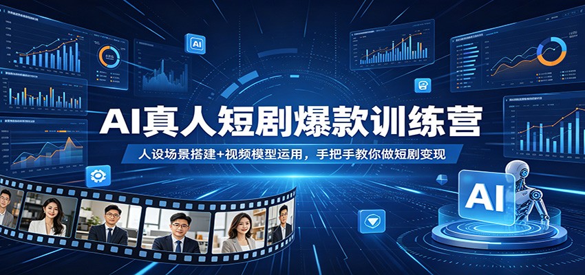 AI真人短剧爆款训练营:人设场景搭建+视频模型运用,手把手教你做短剧变现-优优云网创