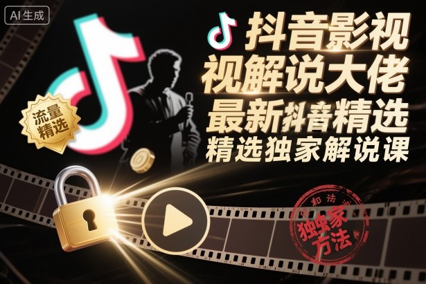 抖音影视解说大佬最新抖音进精选和独家方法，精选独家解说课(更新26年3月)-优优云网创