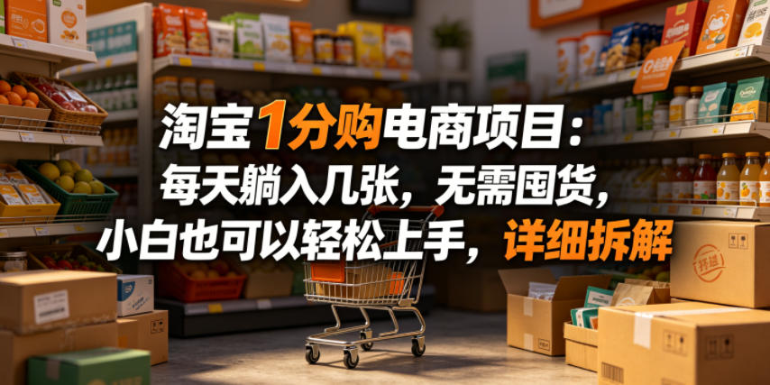 淘宝1分购电商项目：每天躺入几张，无需囤货，小白也可以轻松上手，详细拆解-优优云网创