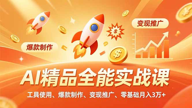 AI 精品全能实战课,工具使用、爆款制作、变现推广,零基础月入3万+-优优云网创