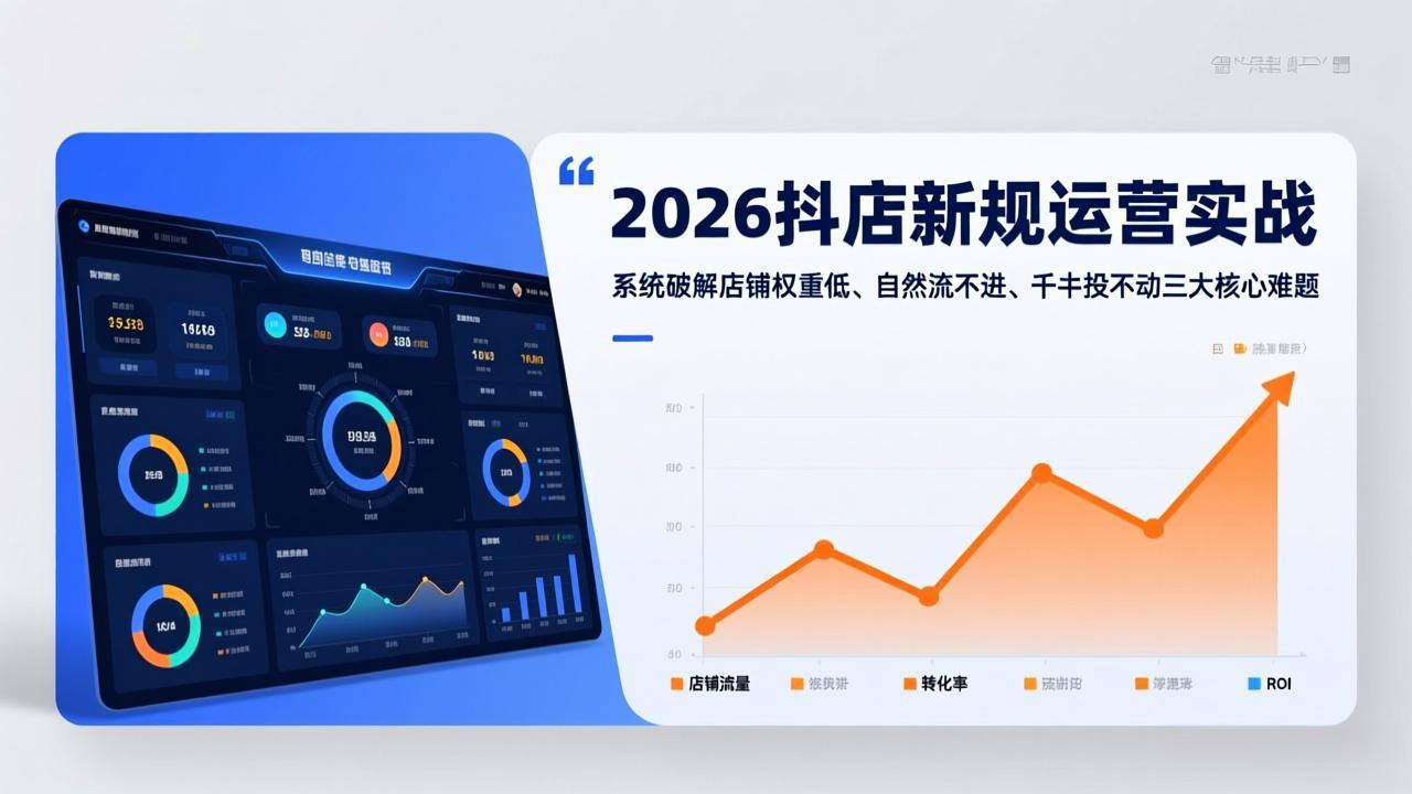2026抖店新规运营实战：系统破解店铺权重低、自然流不进、千川投不动三大核心难题-优优云网创
