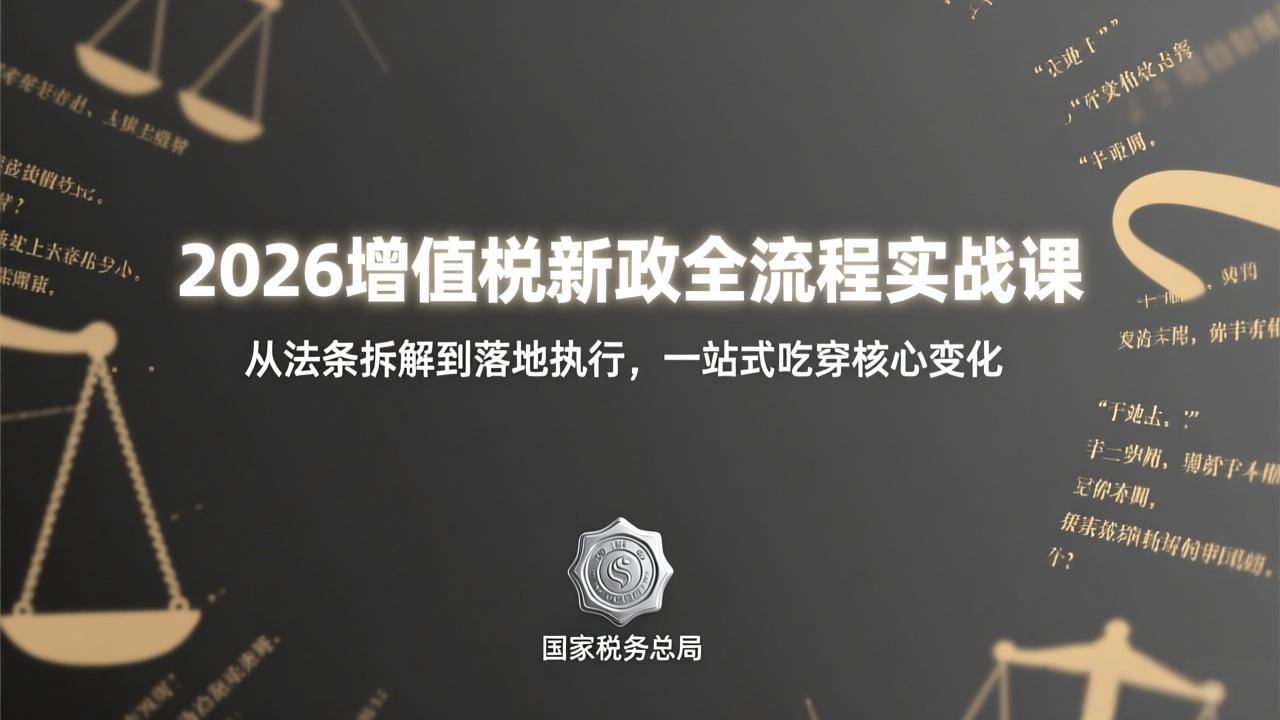 2026增值税新政全流程实战课:从法条拆解到落地执行,一站式吃透核心变化-优优云网创