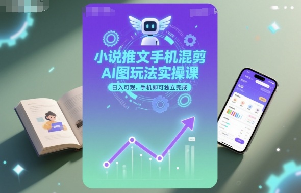 小说推文手机混剪AI图玩法实操课，日入可观，手机即可独立完成-优优云网创